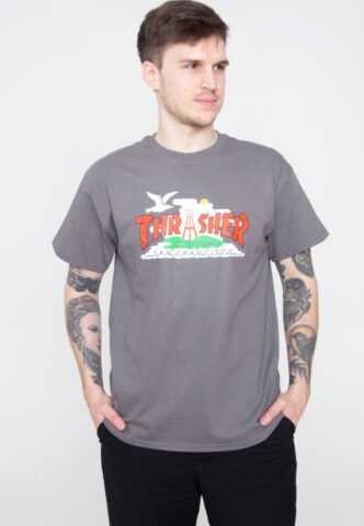 Thrasher – The City Charcoal – T-Shirt – Grau – S – 100% Baumwolle
