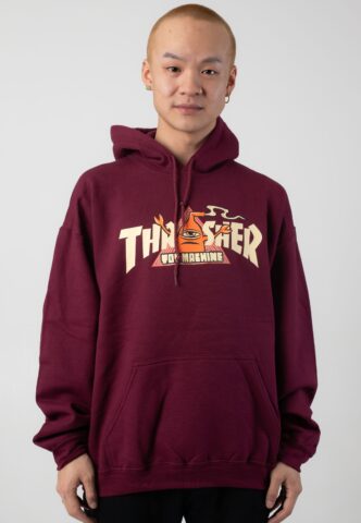 Thrasher x Toy Machine – Vortex Maroon – Hoodie – Weinrot – S – 50% Baumwolle, 50% Polyester