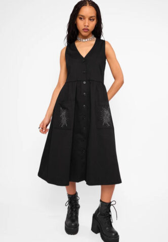 Mary Wyatt – Tilda Smock Black – Kleid – Schwarz – XX-Large – 67% Baumwolle, 21% Polyester, 10% Viskose, 2% Elastan