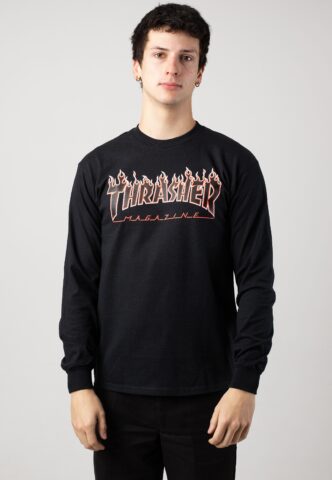Thrasher – Flame Black Red – Longsleeve – Schwarz – M – 100% Baumwolle