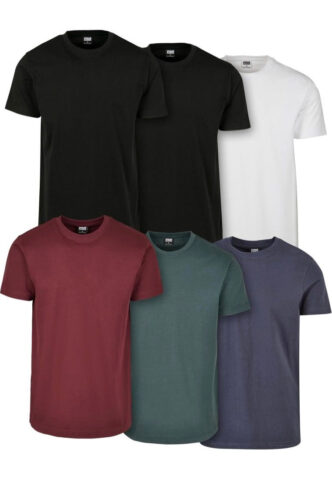Urban Classics – Basic Pack Of 6 Blk/Blk/Wht/Rdwn/Bttlgrn/Nvy – T-Shirt – Schwarz – S – 100% Baumwolle
