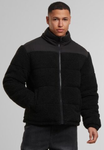 Urban Classics – Fabric Mix Teddy Puffer Black – Jacke – Schwarz – L – Obermaterial: 100% Polyester; Futter: 100% Polyester