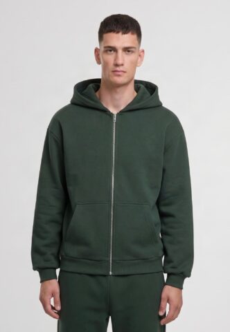Urban Classics – Fluffy Forest – Zipper – Grün – L – 70% Baumwolle, 30% Polyester