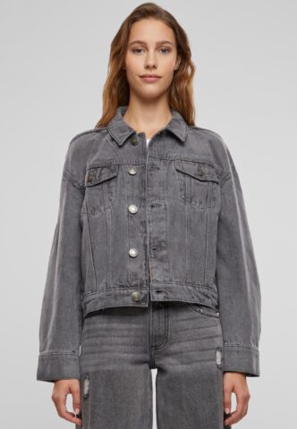 Urban Classics – Ladies 80‘s Oversized Denim New Grey Washed – Jeansjacke – Grau – S – 100% Baumwolle