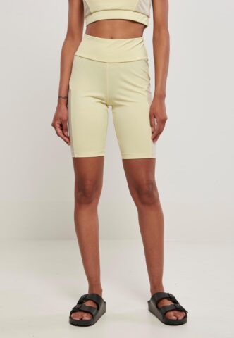 Urban Classics – Ladies Color Block Cycle Softyellow/Softseagrass – Shorts – Gelb – S – 82% Polyamid, 18% Elastan