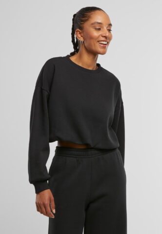 Urban Classics – Ladies Cropped Gathered Black – Sweater – Schwarz – XL – 65% Baumwolle, 35% Polyester