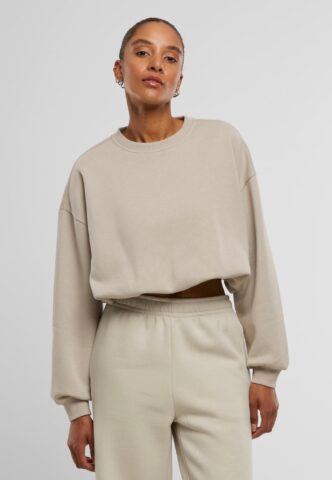 Urban Classics – Ladies Cropped Gathered Cloud – Sweater – Grau – M – 65% Baumwolle, 35% Polyester
