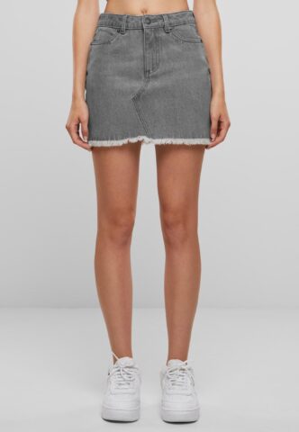 Urban Classics – Ladies Heavy Mini Denim New Grey Washed – Rock – Grau – W26 – 100% Baumwolle