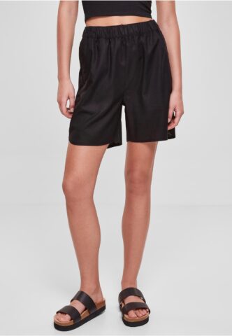 Urban Classics – Ladies Linen Mixed Black – Shorts – Schwarz – M – 55% Leinen, 45% Baumwolle