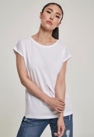 Urban Classics – Ladies Organic Extended Shoulder White – T-Shirt – Weiß – M – 100% Bio-Baumwolle