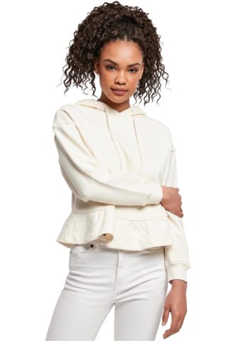 Urban Classics – Ladies Organic Volants Whitesand – Hoodie – Weiß – M – 100% Bio-Baumwolle
