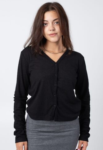 Urban Classics – Ladies Rib Black – Cardigan – Schwarz – XS – 80% Polyester, 20% Viskose