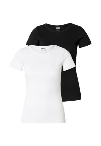 Urban Classics – Ladies Rib Slim 2-Pack White/Black – Oberteil – Weiß – XS – 95% Baumwolle, 5% Elastan