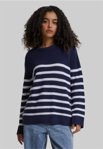 Urban Classics – Ladies Rib Striped Navy/White – Pullover – Blau – L – 50% Baumwolle, 50% Polyacryl