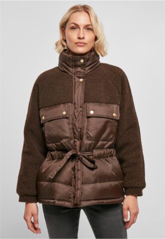 Urban Classics – Ladies Sherpa Mix Puffer Brown – Jacke – Braun – M – Außenmaterial: 100% Nylon; Innenfutter: 100% Polyester