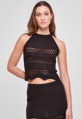 Urban Classics – Ladies Short Crochet Knit Neckholder Black – Oberteil – Schwarz – XL – 100% Polyacryl
