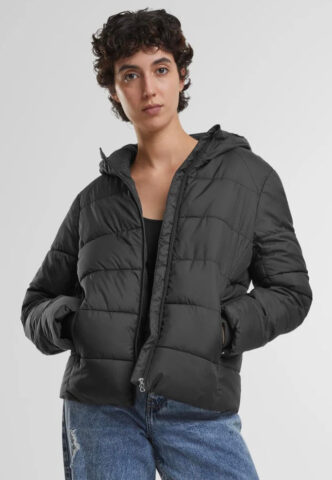 Urban Classics – Ladies Short Puffer With Hood Black – Jacke – Schwarz – XS – Obermaterial: 100% Polyester; Futter: 100% Polyester