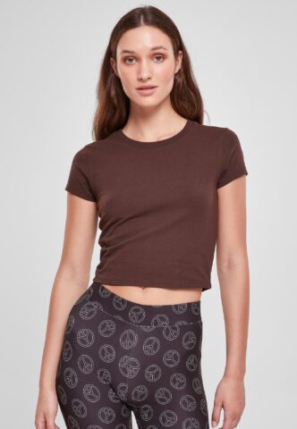 Urban Classics – Ladies Stretch Jersey Cropped Brown – T-Shirt – Braun – XL – 95% Baumwolle, 5% Elastan