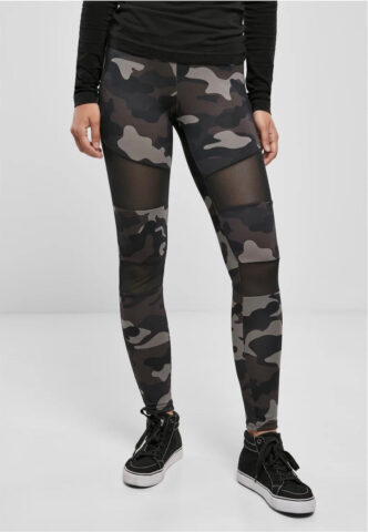 Urban Classics – Ladies Tech Mesh Darkcamo/Black – Leggings – Tarnfarben – XS – 80% Polyester, 20% Elastan