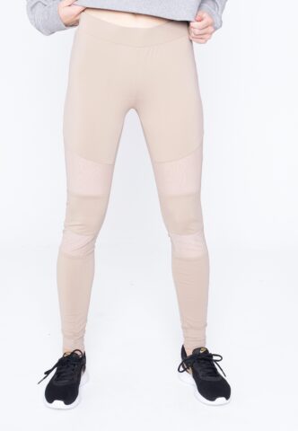 Urban Classics – Ladies Tech Mesh Soft Taupe – Leggings – Braun – XS – 90% Polyester, 10% Elasthan