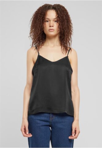 Urban Classics – Ladies Viscose Satin Slip Black – Oberteil – Schwarz – L – 100% Viskose