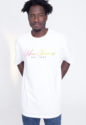 Urban Classics – Script Logo White – T-Shirt – Weiß – XXL – 100% Baumwolle