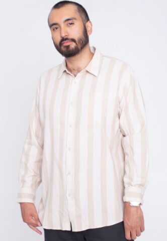 Urban Classics – Striped Unionbeige/Softseagrass – Hemd – Beige – XL – 100% Baumwolle