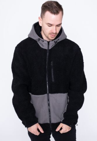 Urban Classics – Hooded Sherpa Black/Asphalt – Jacke – Schwarz – S – Obermaterial: 100% Polyester; Futter: 100% Polyester