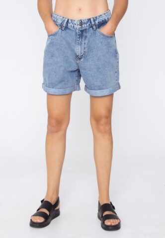 Urban Classics – Ladies High Waist Boyfriend Tinted Lightblue Washed – Shorts – Blau – W26 – 100% Baumwolle