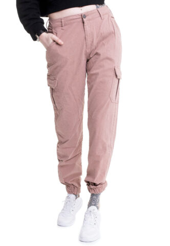 Urban Classics – Ladies High Waist Cargo Duskrose – Hose – gid://shopify/Metaobject/122014761197 – W26 – 98% Baumwolle, 2% Elastan