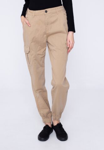 Urban Classics – Ladies High Waist Cargo Soft Taupe – Hose – Braun – W26 – 98% Baumwolle, 2% Elastan