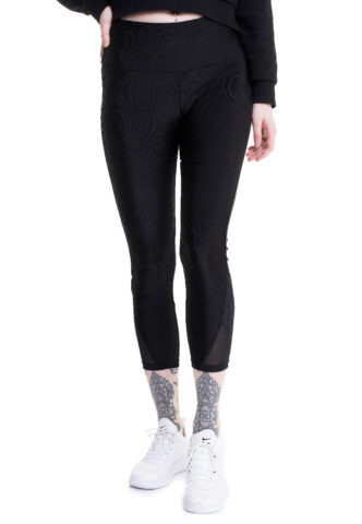 Urban Classics – Ladies High Waist Shiny Rib Pedal Pusher Black – Leggings – Schwarz – XS – 88% Polyester, 12% Elastan