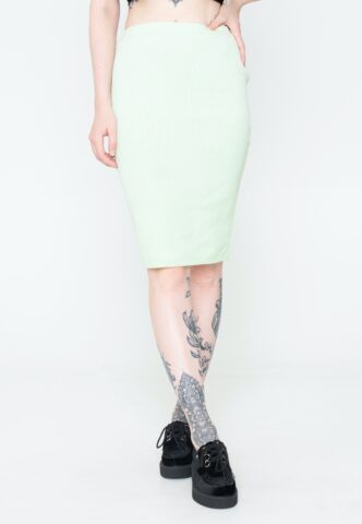 Urban Classics – Ladies Rib Knit Midi Lightmint – Rock – Grün – XS – 35% Viskose, 35% Polyester, 30% Nylon