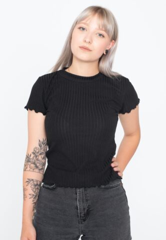 Urban Classics – Ladies Short Rib Black – T-Shirt – Schwarz – XS – 95% Viskose, 5% Elastan