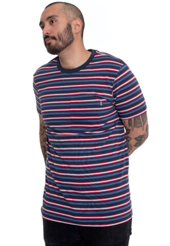 Urban Classics – Fast Stripe Pocket Darkblue/Cityred – T-Shirt – Blau – S – 100% Baumwolle