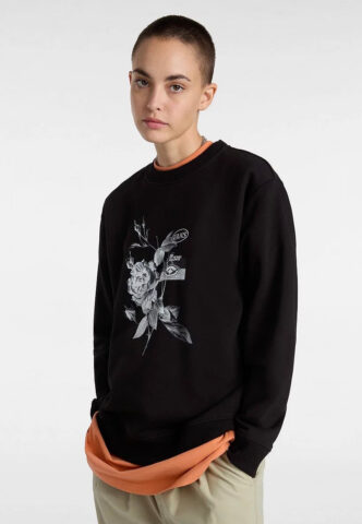 Vans – Damask Bff Crew Black – Sweater – Schwarz – XS – 100% Baumwolle