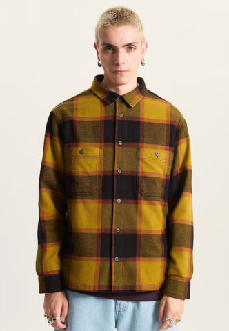 Vans – Larkspur Plaid Flannel Burnt Gold/Black – Hemd – Braun – M – 100% Baumwolle