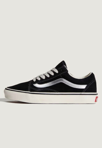 Vans – Old Skool Metallic Sidestripe Black/Silver – Schuhe – Schwarz – EU 40,5 – Leather/Textile/Gummi