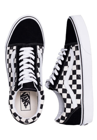 Vans – Old Skool (Primary Check) Black/White – Schuhe – Schwarz – EU 38,5 – Textile, Leather/Textile/Gummi