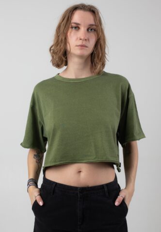 Vans – Relaxed Crop Wash Loden Green – Oberteil – Grün – XL – 100% Baumwolle
