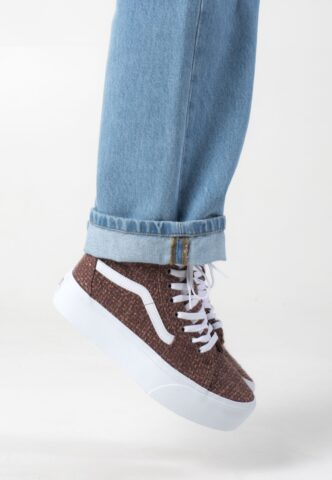Vans – SK8 Hi Tapered Stackform Tweed Taupe – Girl Schuhe – Braun – EU 36,5 – Textile, Leather/Textile/Gummi