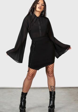 Killstar – Viki Asymmetric Black – Rock – Schwarz – XS – 60% Viskose, 35% Polyester, 5% Elastan
