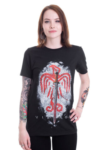 Vikings – Raven Sword – T-Shirt – Schwarz – S – 100% Baumwolle