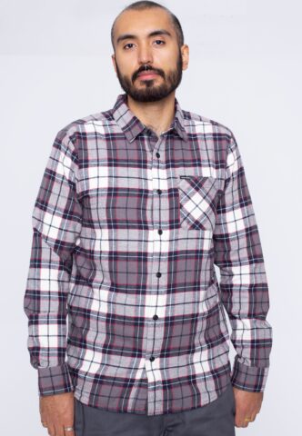 Volcom – Caden Plaid Bleached Sand – Hemd – Beige – M – 100% Baumwolle