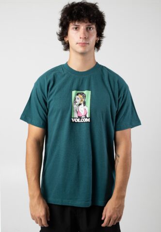 Volcom – Underfaced Evergreen – T-Shirt – Grün – M – 100% Bio-Baumwolle