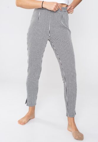 Voodoo Vixen – Houndstooth Cigarette Black/White – Hose – Weiß – XS – 62% Polyester, 35% Viskose, 3% Elastan