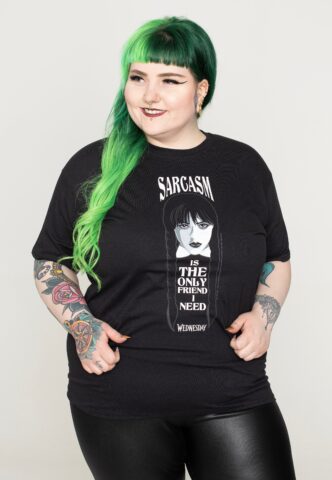 Wednesday Addams – Sarcasm Only Friend – T-Shirt – Schwarz – XXL – 100% Baumwolle