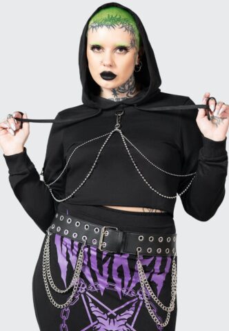 Killstar – Wicked Crop Crew Black – Hoodie – Schwarz – XS – 100% Baumwolle