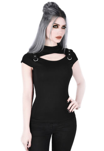 Killstar – Xara Keyhole Black – Oberteil – Schwarz – S – 95 % Viskose, 5 % Elastan